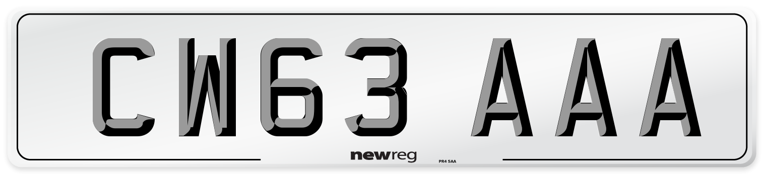 CW63 AAA Number Plate from New Reg